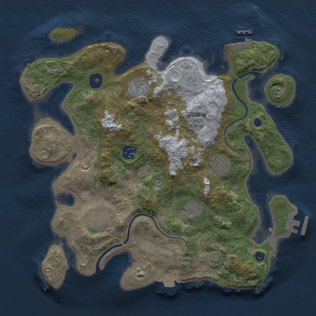 Rust Map: Procedural Map, Size: 3300, Seed: 1001196184, 12 Monuments