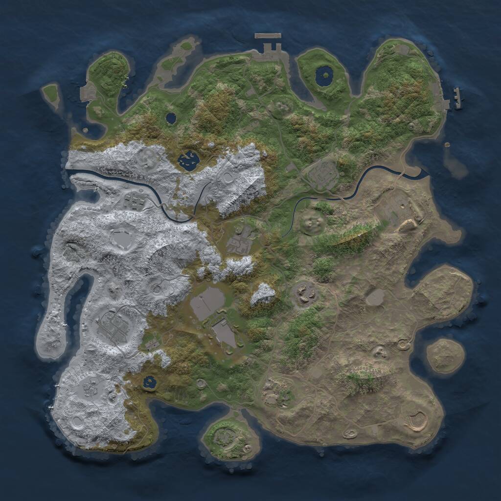 Rust Map: Procedural Map, Size: 3800, Seed: 1244928896, 16 Monuments