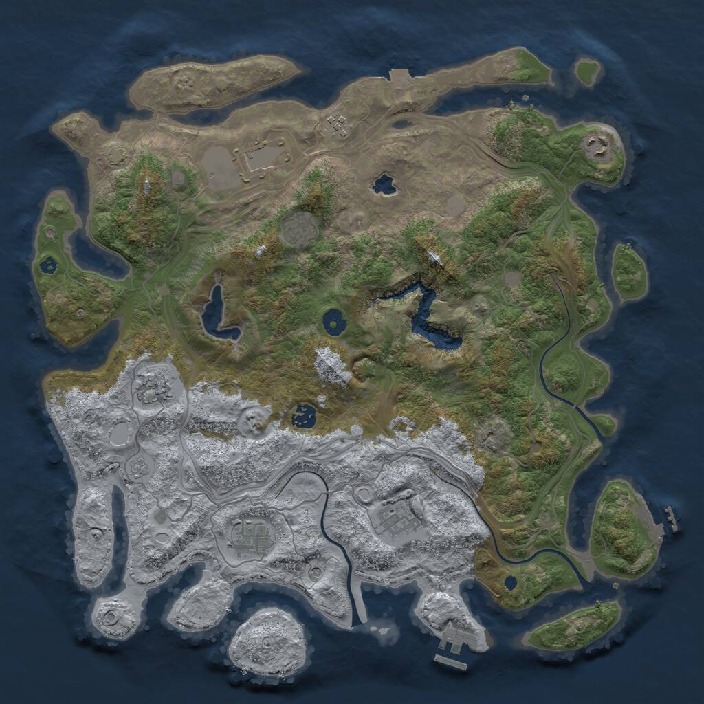 Rust Map: Procedural Map, Size: 4250, Seed: 30863, 14 Monuments