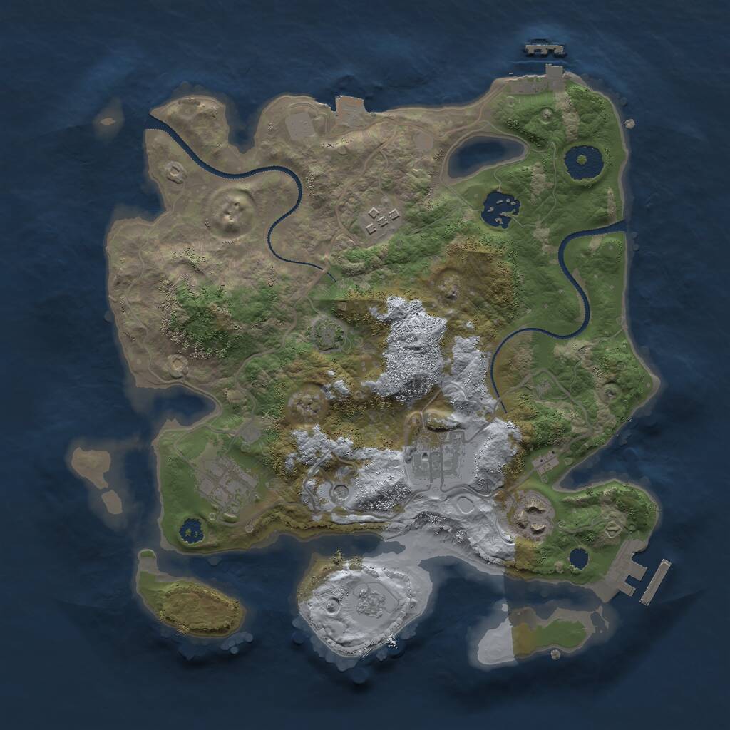 Rust Map: Procedural Map, Size: 3000, Seed: 162628773, 11 Monuments