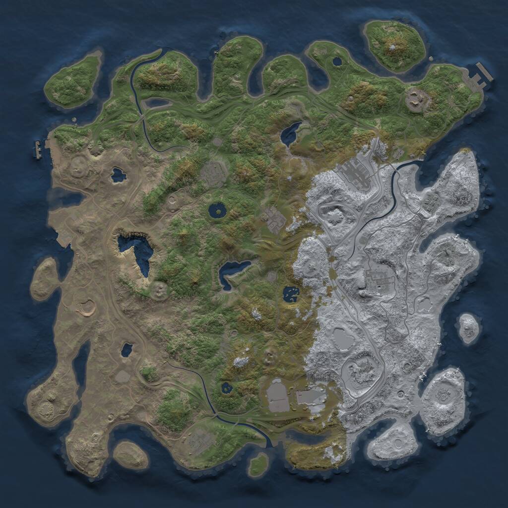 Rust Map: Procedural Map, Size: 4500, Seed: 2130100519, 17 Monuments