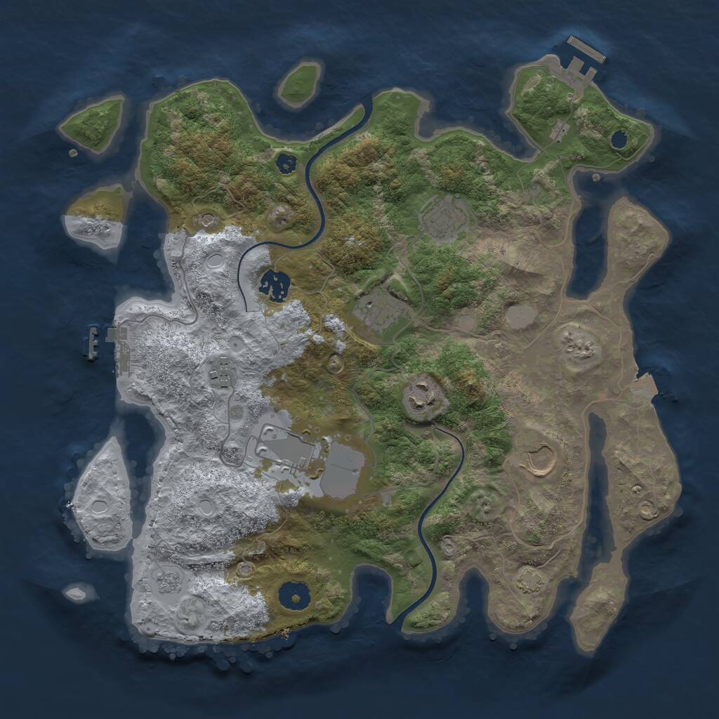 Rust Map: Procedural Map, Size: 3500, Seed: 2026734033, 13 Monuments