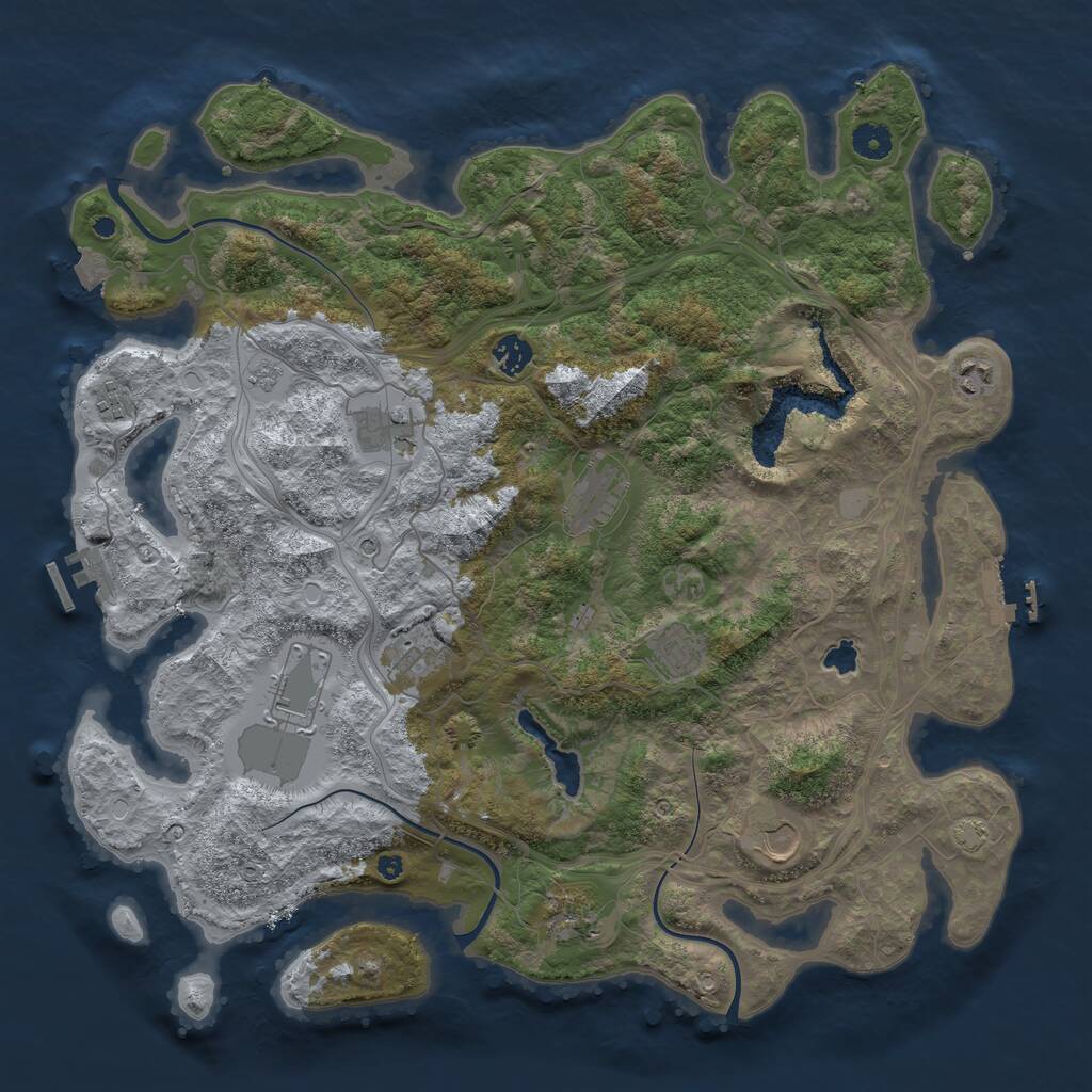 Rust Map: Procedural Map, Size: 4250, Seed: 1208192545, 16 Monuments