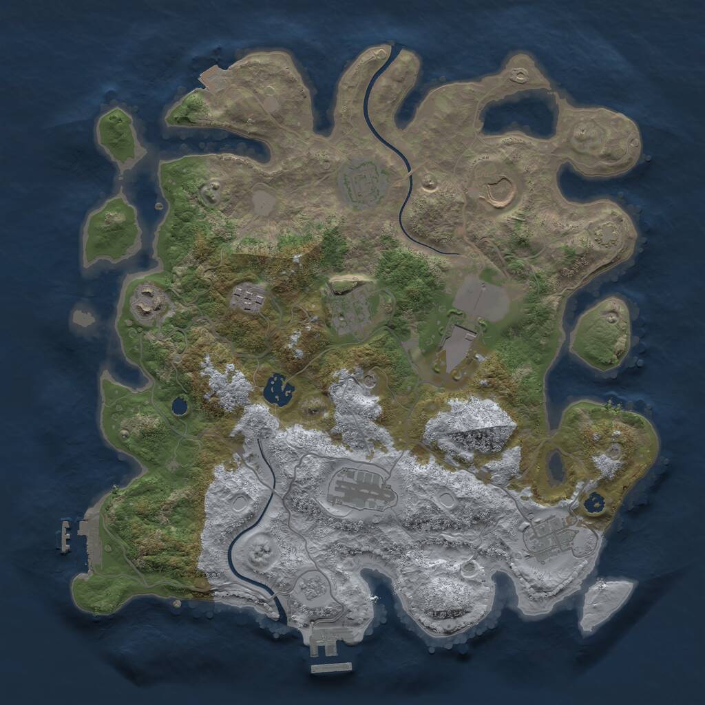 Rust Map: Procedural Map, Size: 3500, Seed: 922318932, 15 Monuments