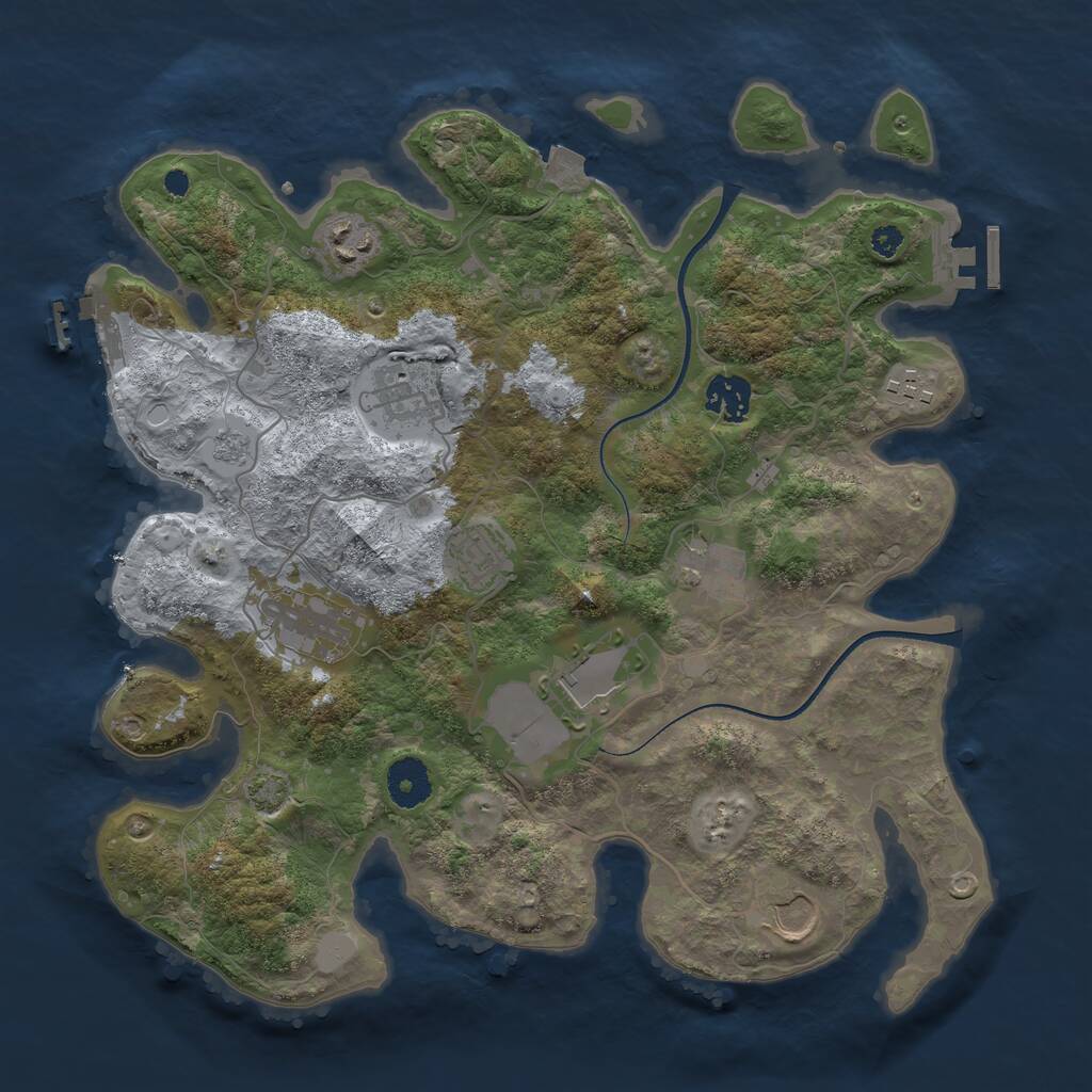 Rust Map: Procedural Map, Size: 3500, Seed: 858531187, 14 Monuments