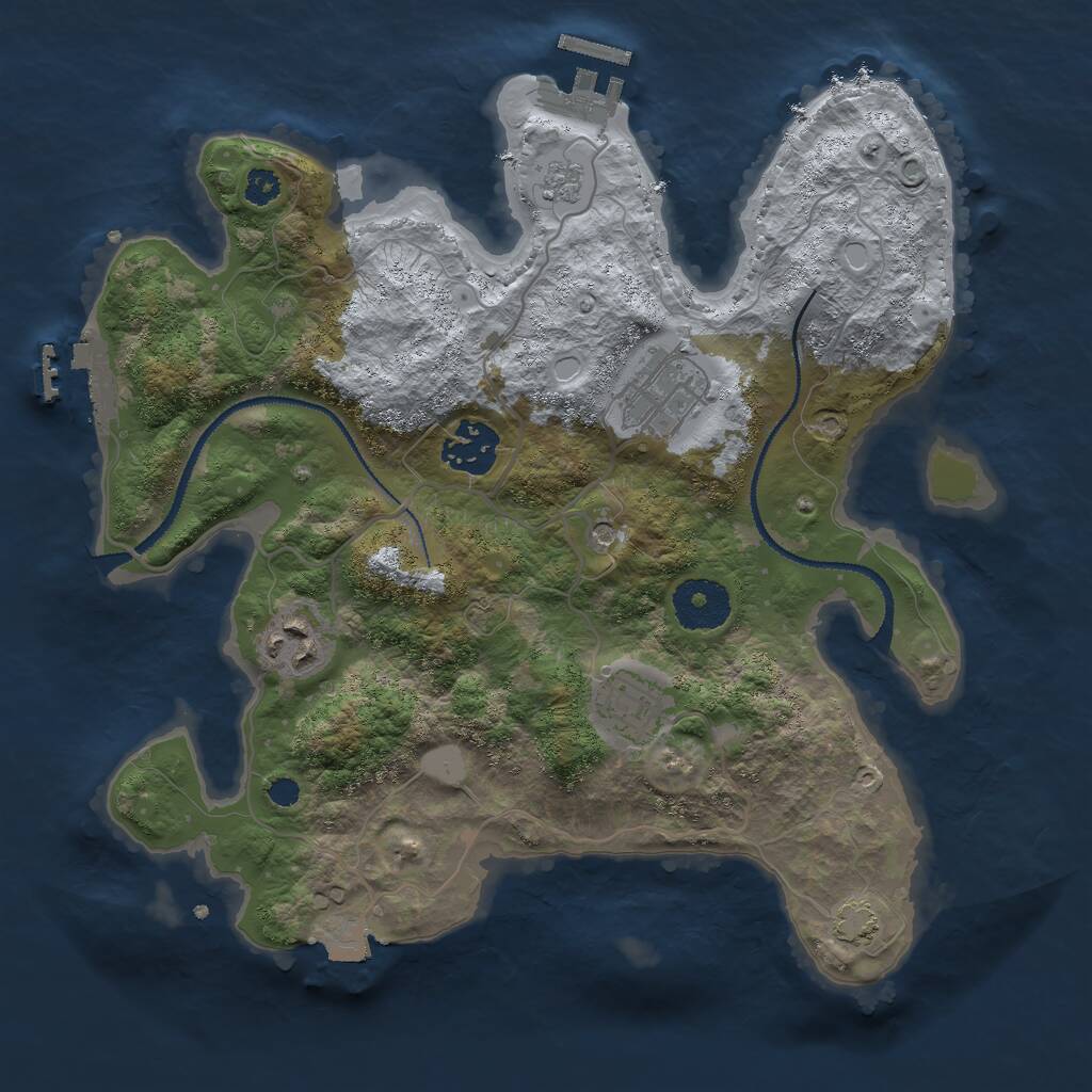 Rust Map: Procedural Map, Size: 3000, Seed: 2063165434, 10 Monuments