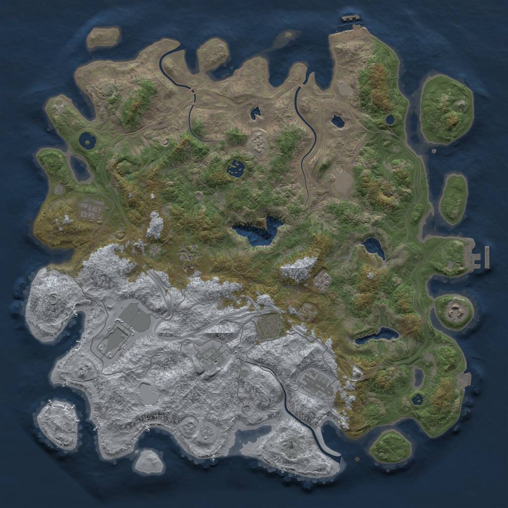 Rust Map: Procedural Map, Size: 4500, Seed: 1293530661, 16 Monuments