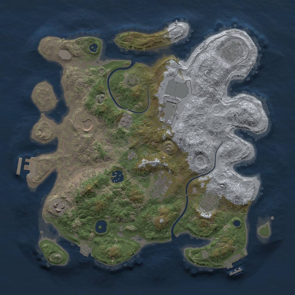 Rust Map: Procedural Map, Size: 3500, Seed: 1316957872, 14 Monuments