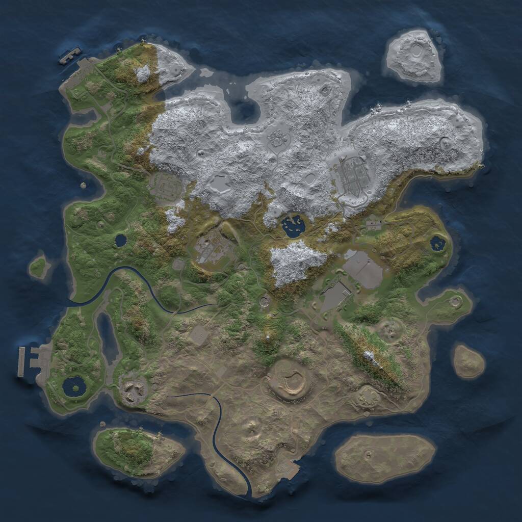 Rust Map: Procedural Map, Size: 3500, Seed: 170543744, 13 Monuments