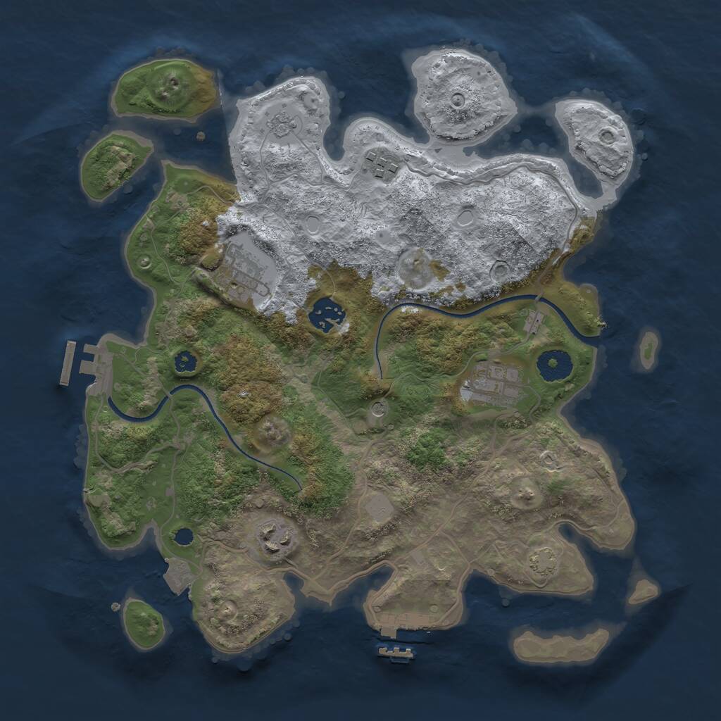 Rust Map: Procedural Map, Size: 3250, Seed: 546399798, 11 Monuments