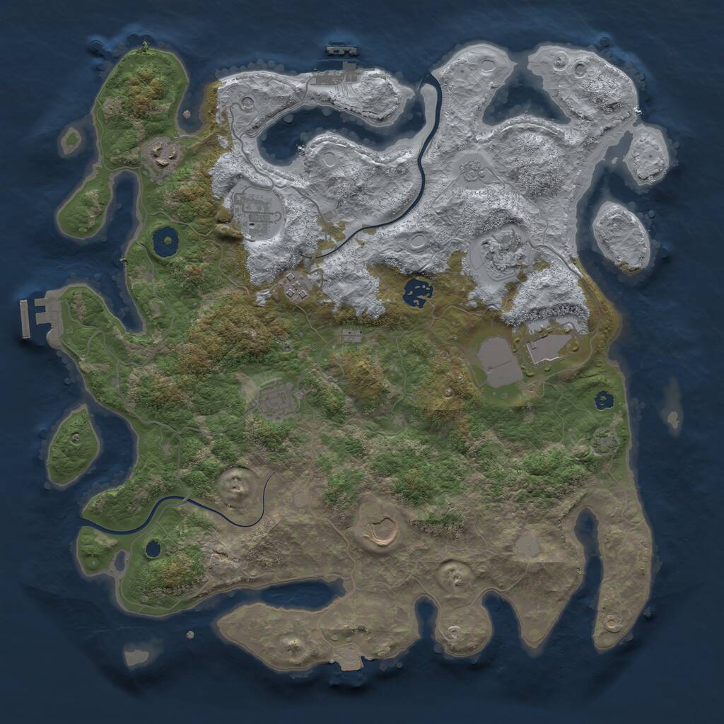 Rust Map: Procedural Map, Size: 3800, Seed: 1923563577, 14 Monuments