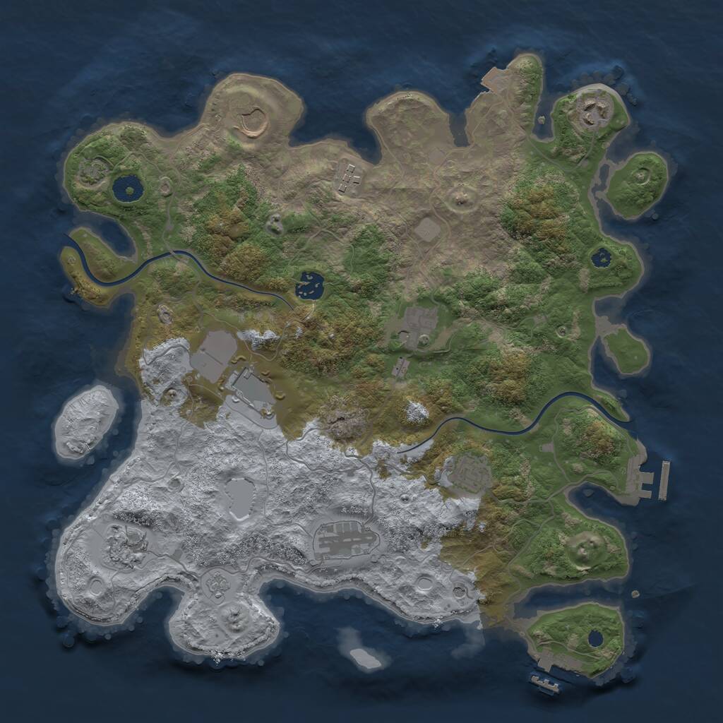 Rust Map: Procedural Map, Size: 3750, Seed: 1580964610, 15 Monuments