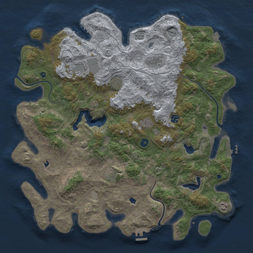 Rust Map: Procedural Map, Size: 4500, Seed: 33478967, 14 Monuments