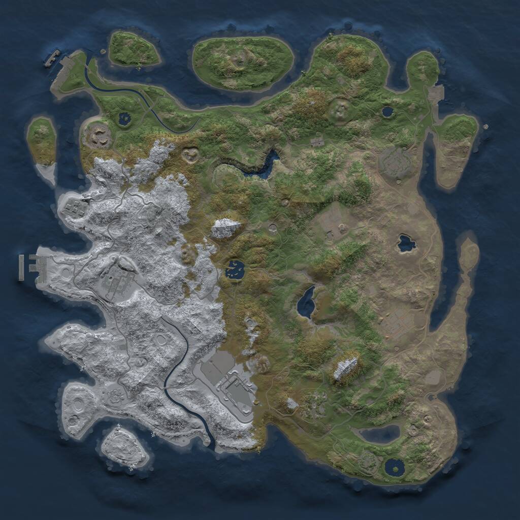 Rust Map: Procedural Map, Size: 4000, Seed: 1240679303, 15 Monuments