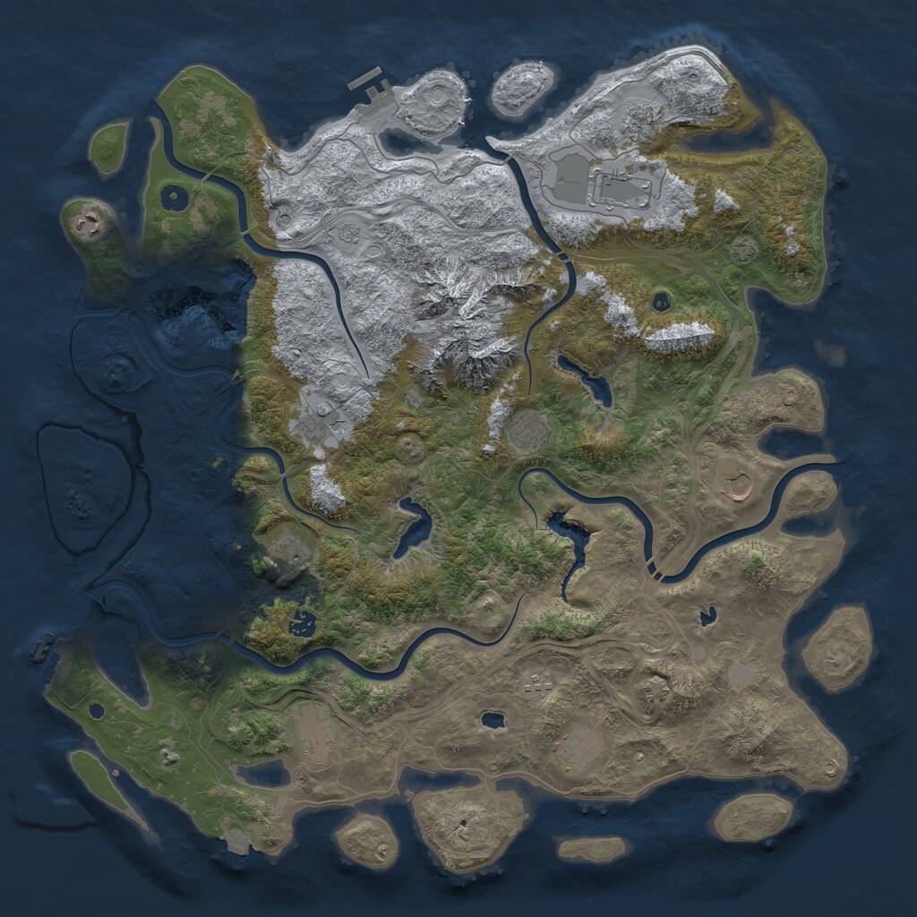 Rust Map: Procedural Map, Size: 5000, Seed: 714525, 17 Monuments