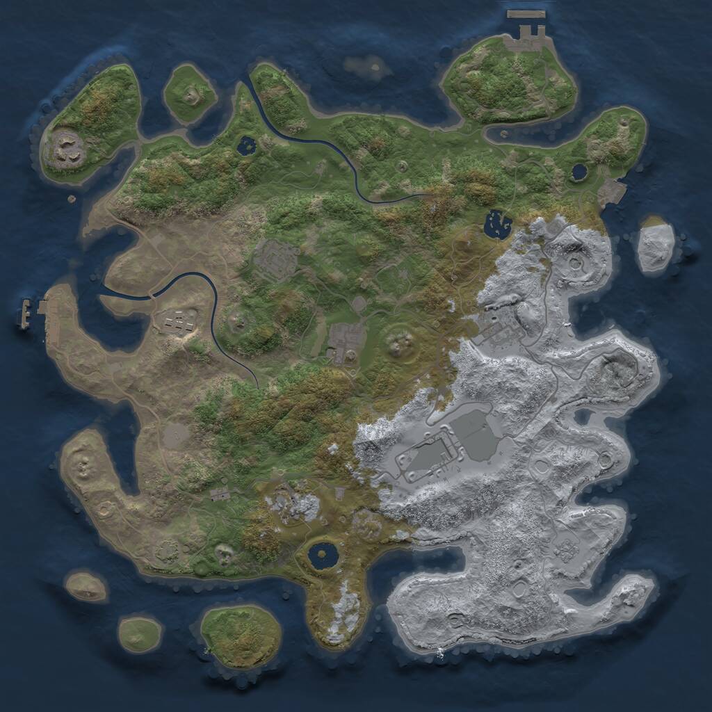 Rust Map: Procedural Map, Size: 3750, Seed: 398431230, 14 Monuments