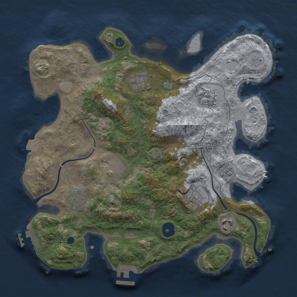 Rust Map: Procedural Map, Size: 3250, Seed: 1001478306, 13 Monuments