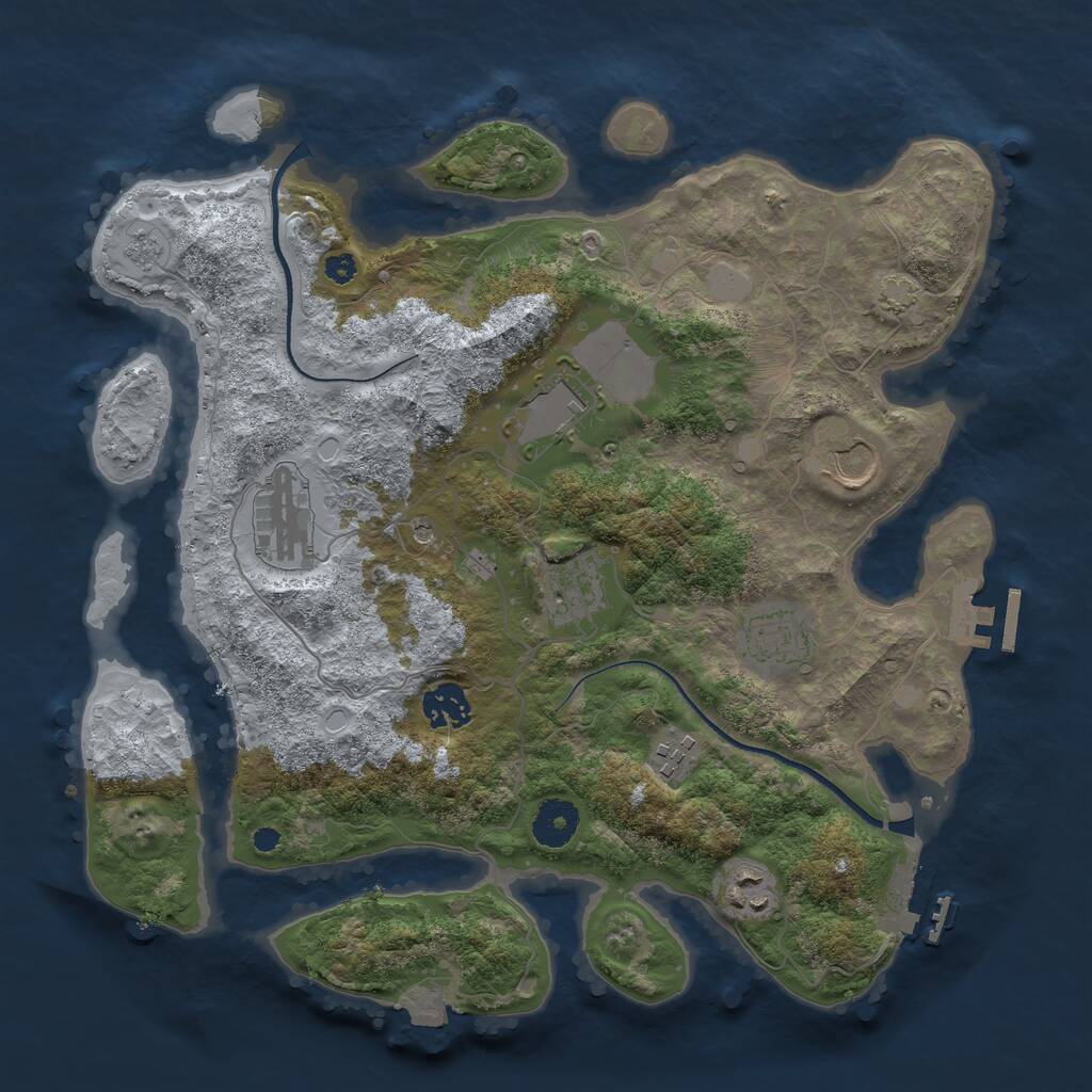Rust Map: Procedural Map, Size: 3500, Seed: 309075445, 14 Monuments
