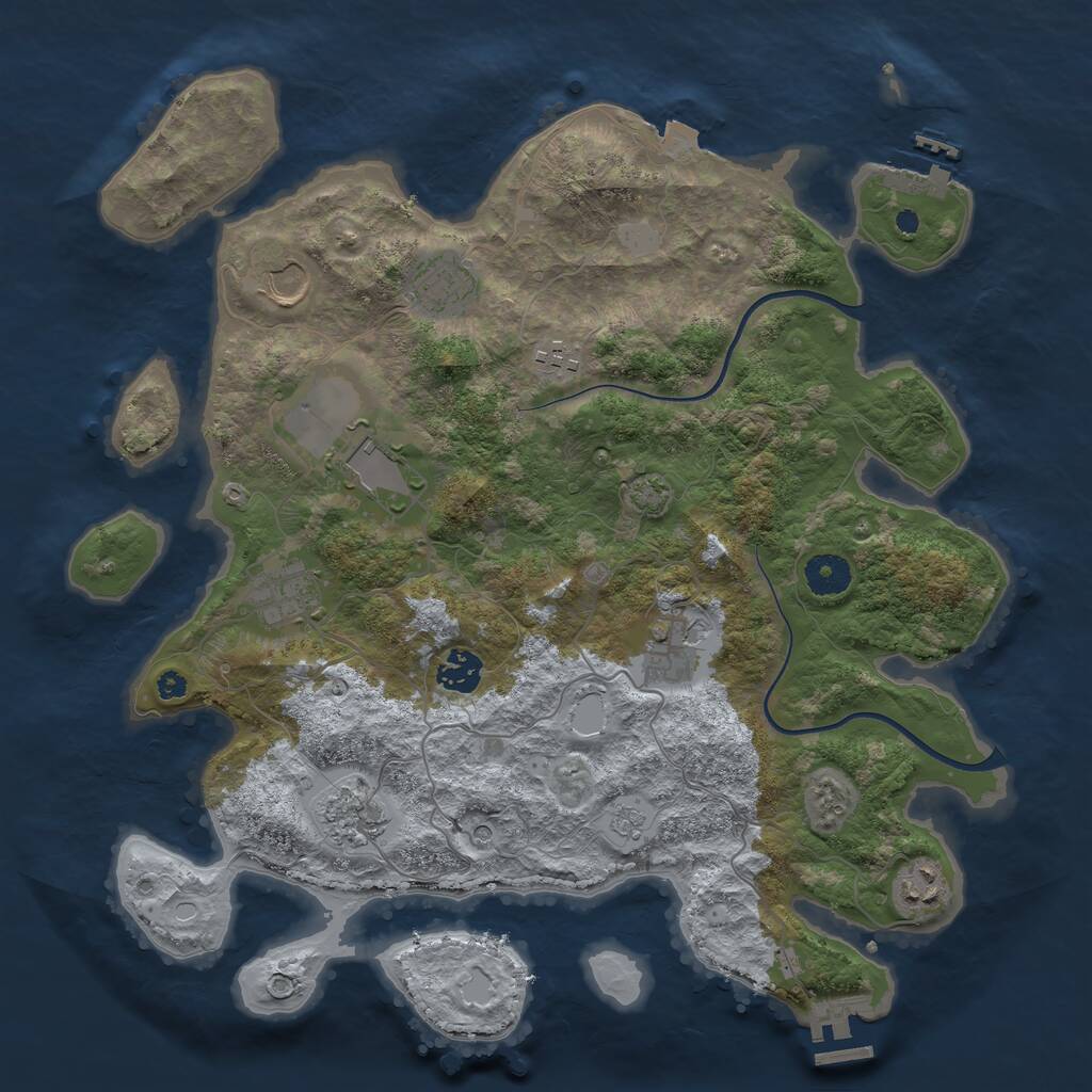 Rust Map: Procedural Map, Size: 3750, Seed: 1095905572, 15 Monuments