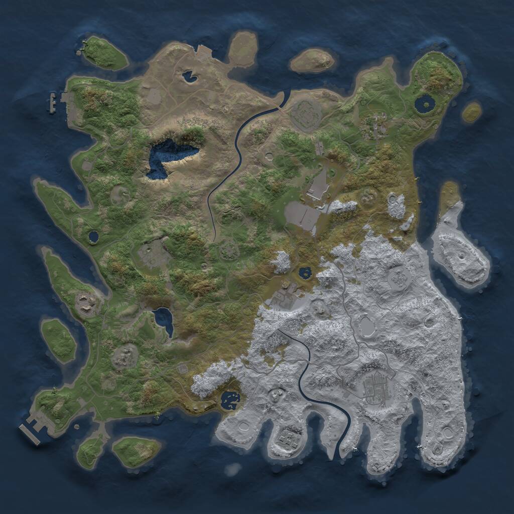 Rust Map: Procedural Map, Size: 4000, Seed: 647832, 15 Monuments