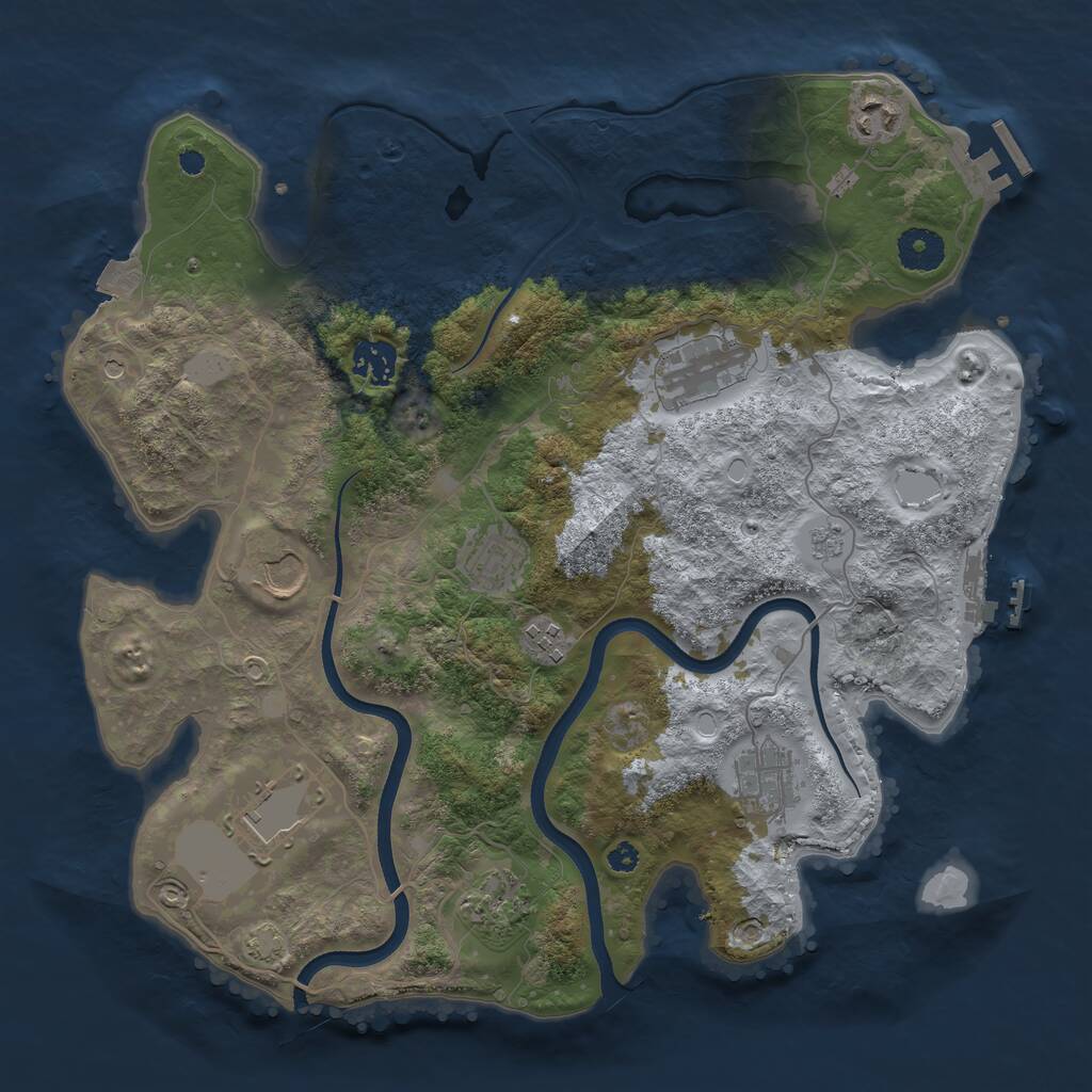 Rust Map: Procedural Map, Size: 3600, Seed: 2101301878, 15 Monuments