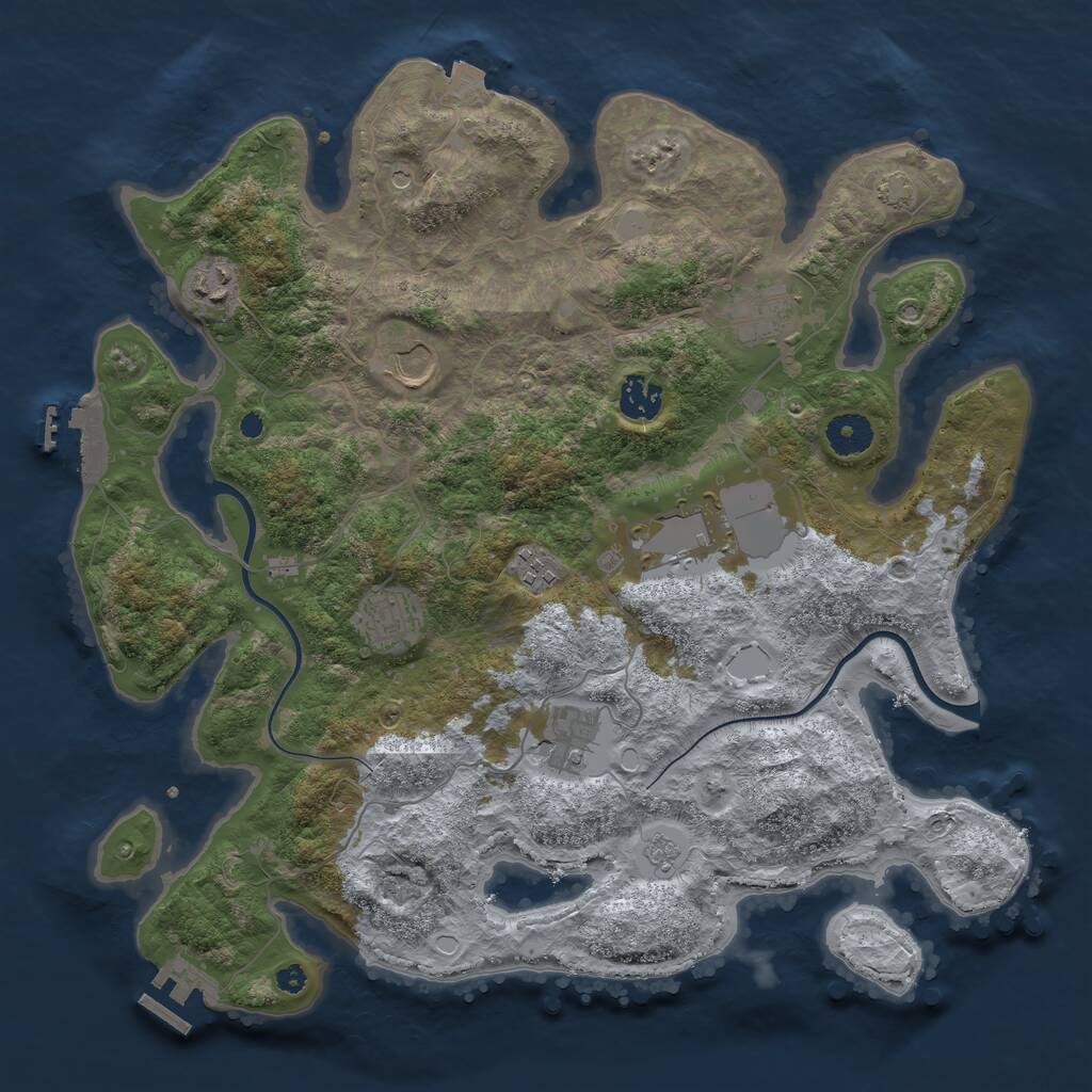 Rust Map: Procedural Map, Size: 3750, Seed: 1456438069, 14 Monuments