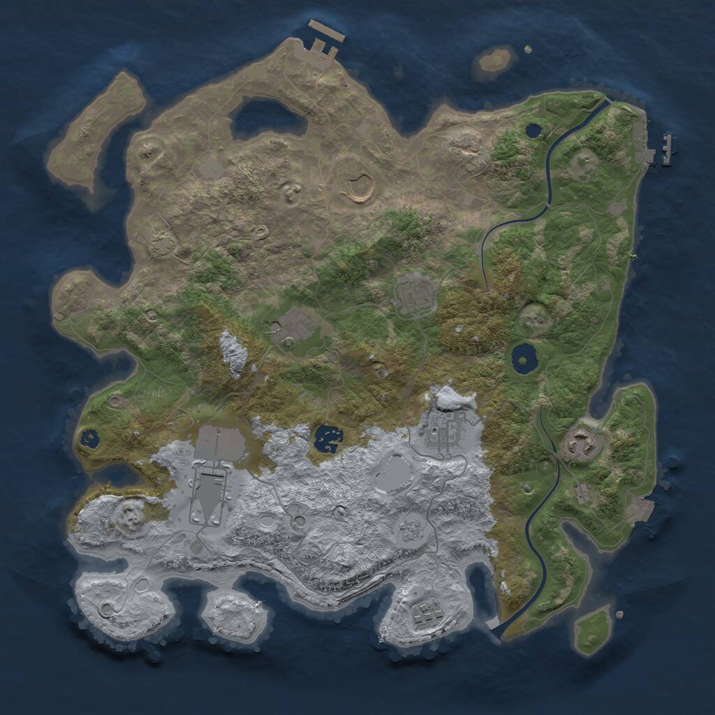 Rust Map: Procedural Map, Size: 3750, Seed: 585833051, 14 Monuments