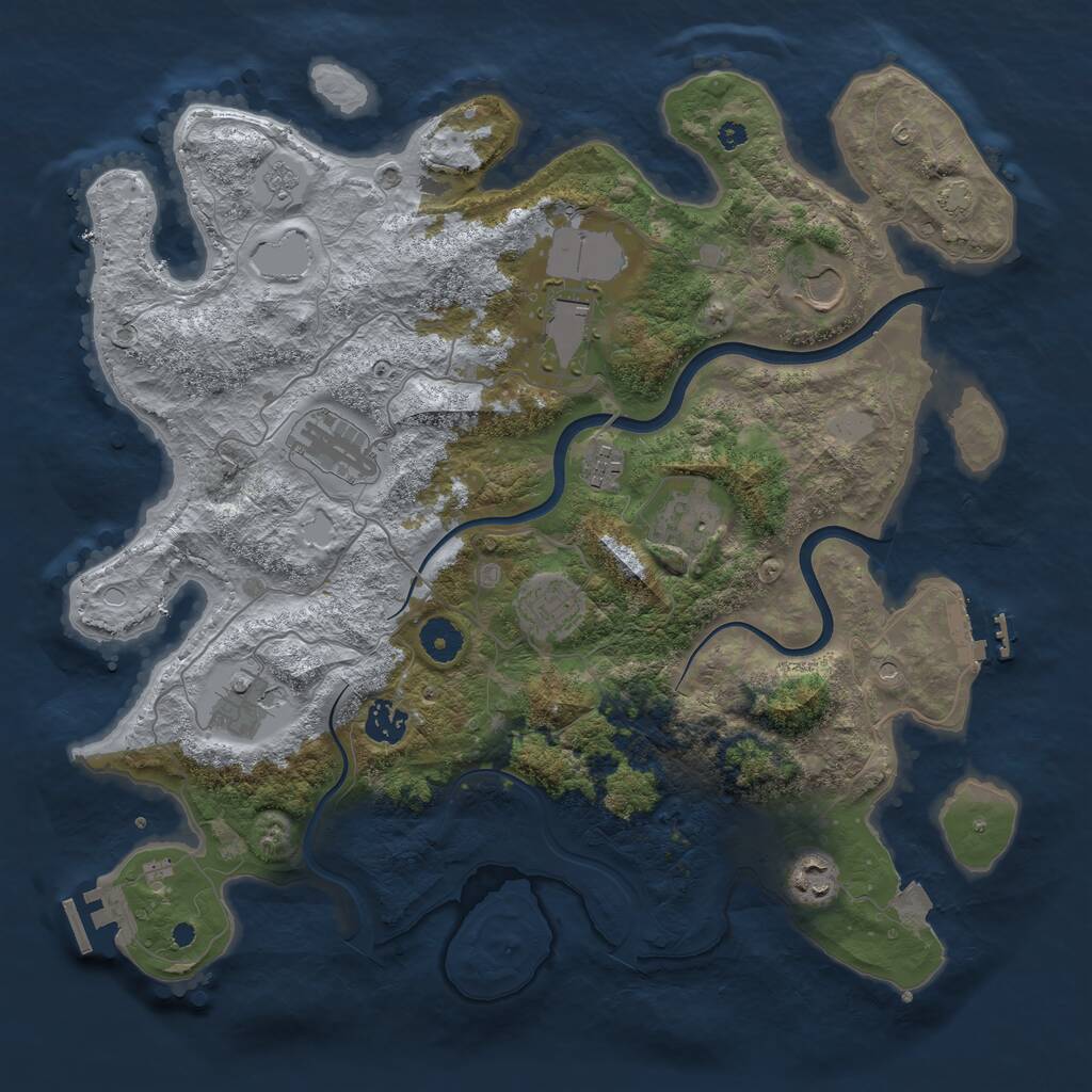 Rust Map: Procedural Map, Size: 3850, Seed: 1300737946, 15 Monuments
