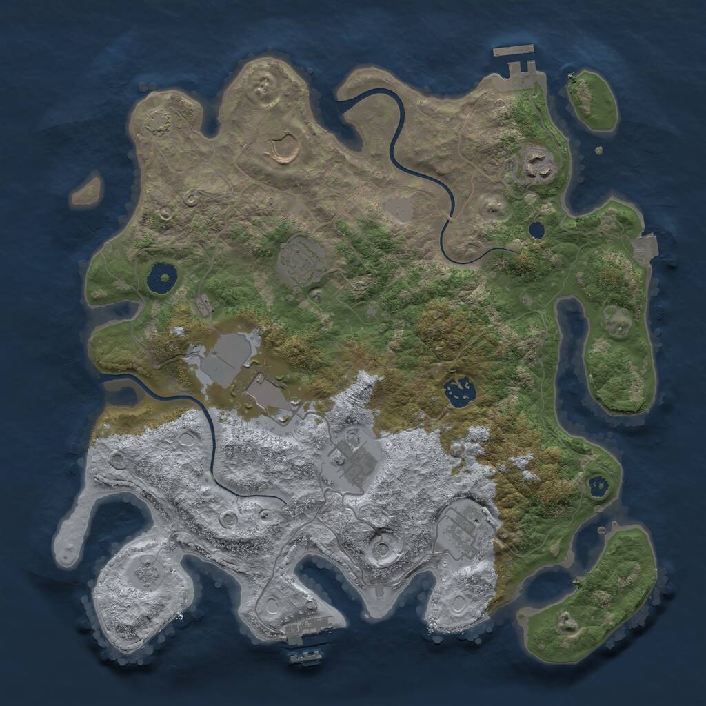 Rust Map: Procedural Map, Size: 3500, Seed: 2146195695, 13 Monuments