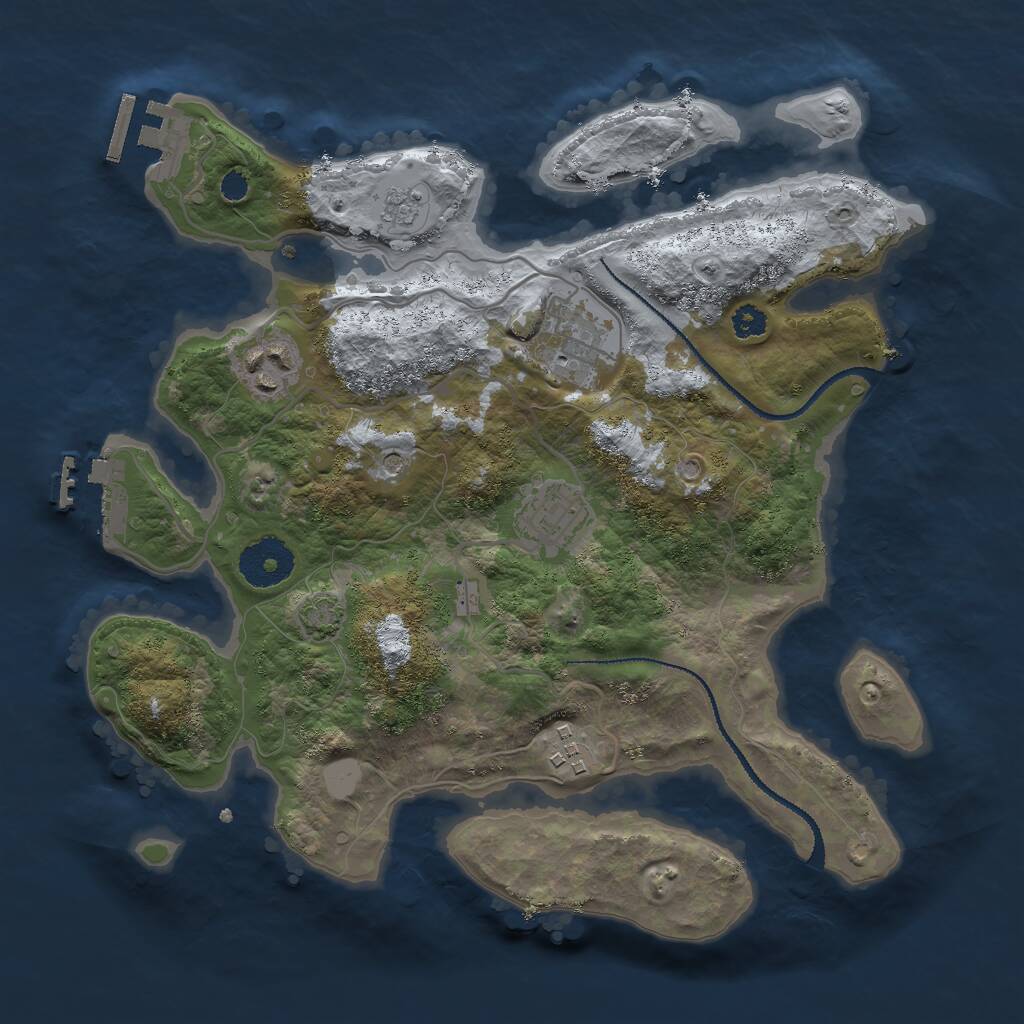 Rust Map: Procedural Map, Size: 3000, Seed: 1694490681, 10 Monuments