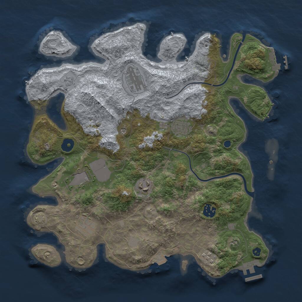 Rust Map: Procedural Map, Size: 3500, Seed: 675186598, 13 Monuments