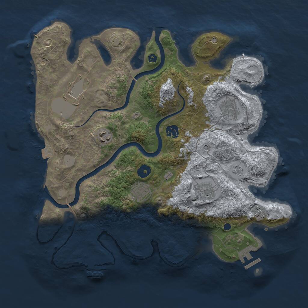 Rust Map: Procedural Map, Size: 3500, Seed: 882472, 13 Monuments