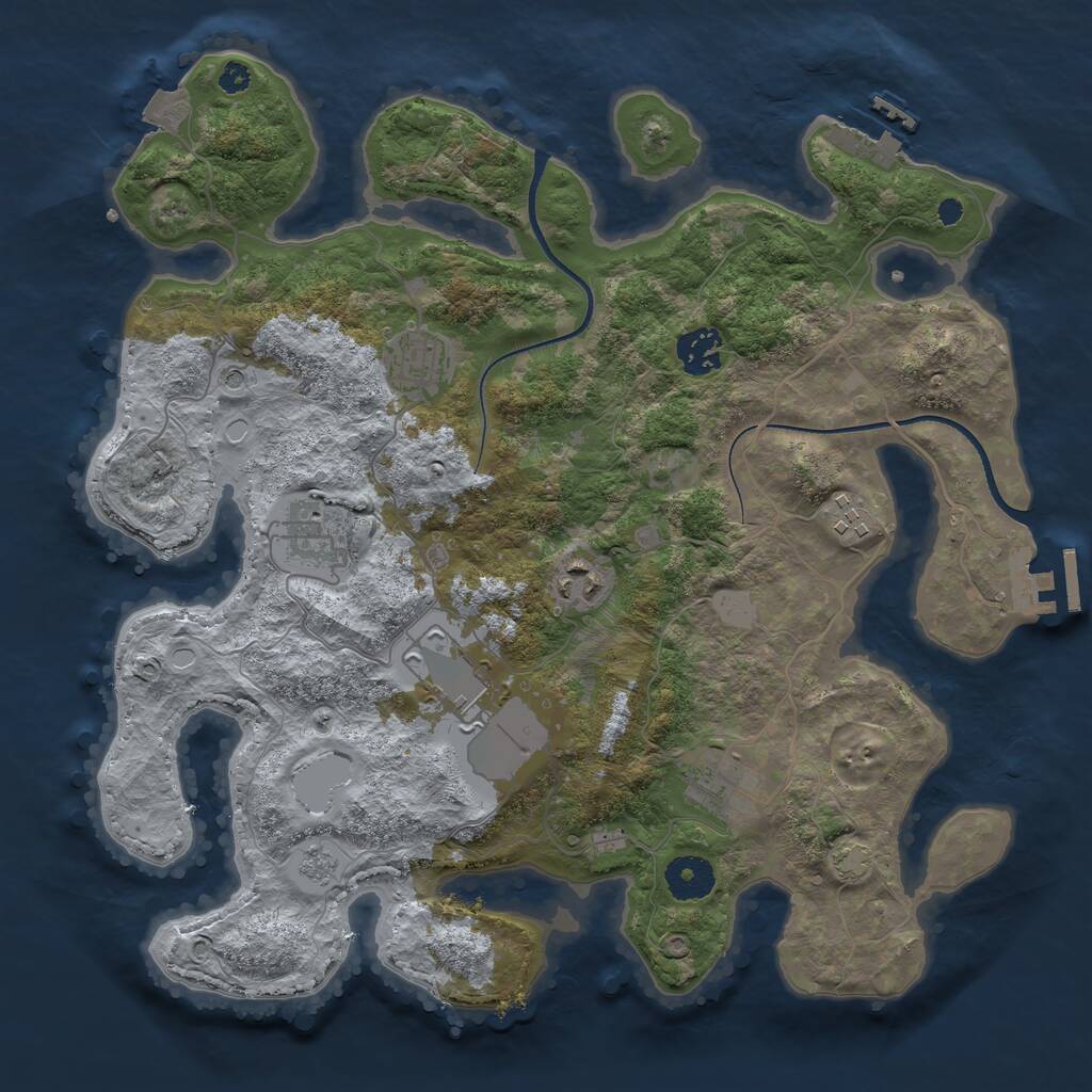 Rust Map: Procedural Map, Size: 3500, Seed: 797994506, 13 Monuments