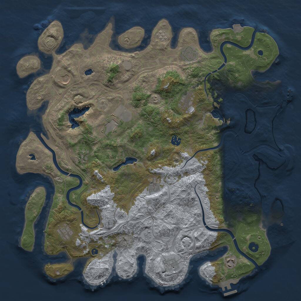 Rust Map: Procedural Map, Size: 4500, Seed: 1728372730, 17 Monuments