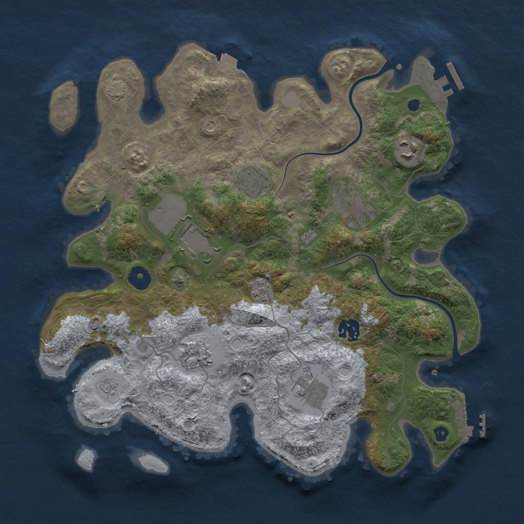 Rust Map: Procedural Map, Size: 3500, Seed: 543312356, 14 Monuments