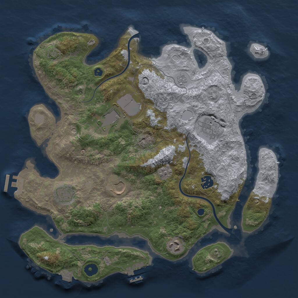Rust Map: Procedural Map, Size: 3500, Seed: 1388038710, 13 Monuments