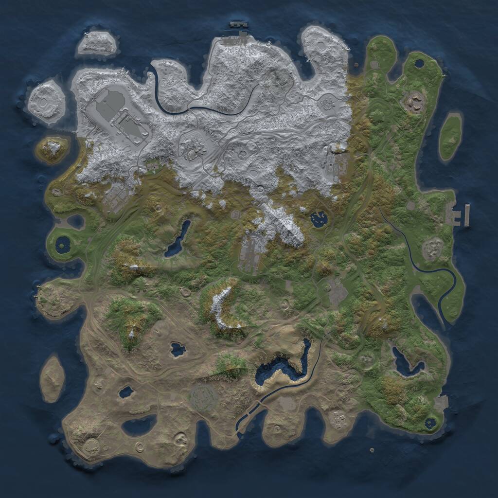 Rust Map: Procedural Map, Size: 4500, Seed: 736940316, 16 Monuments