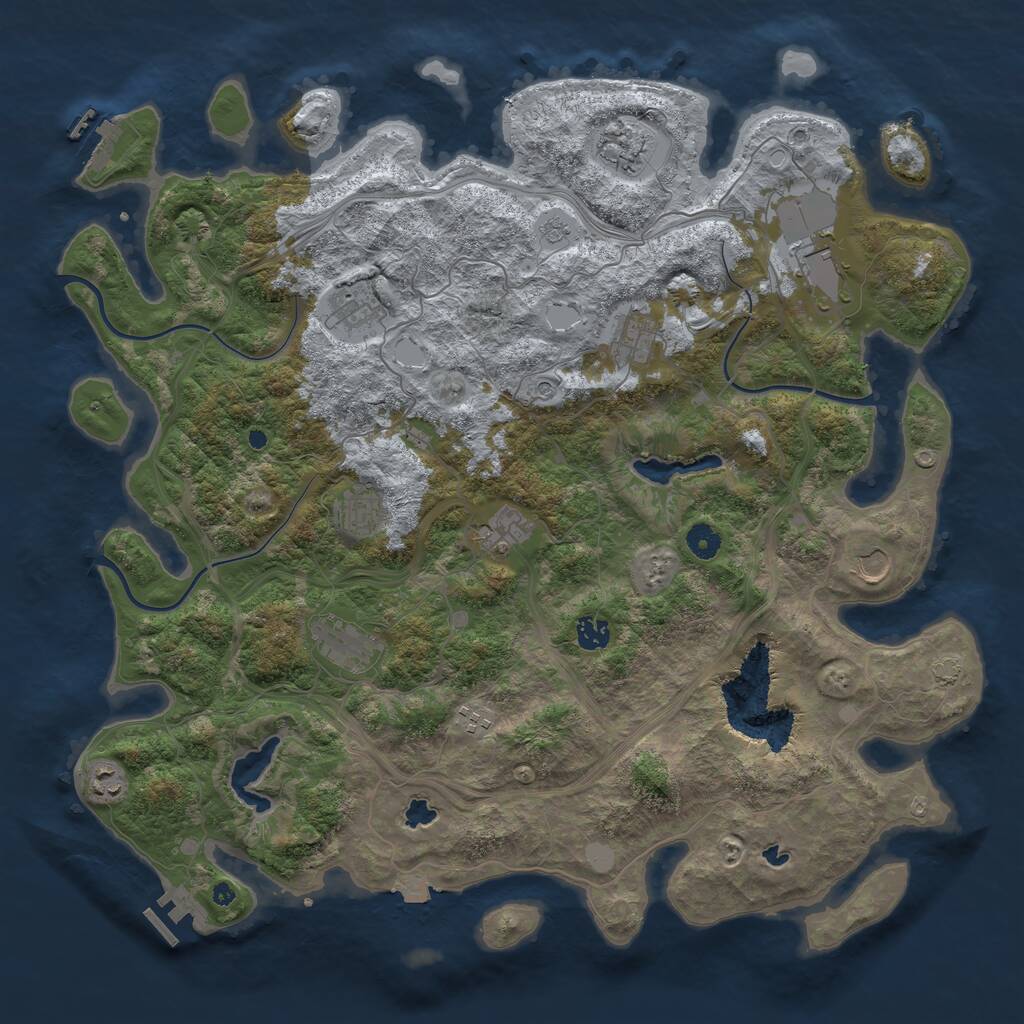 Rust Map: Procedural Map, Size: 4500, Seed: 2050137322, 17 Monuments