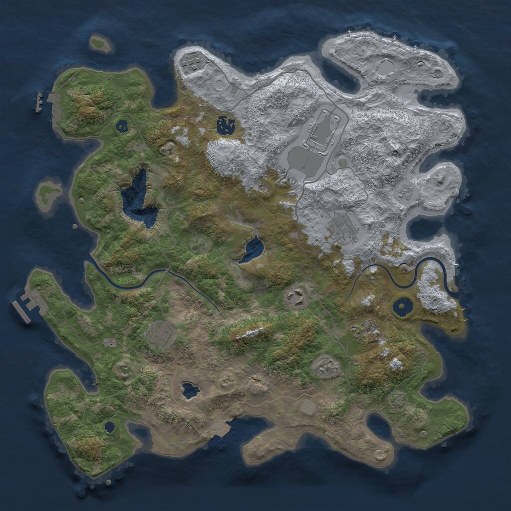 Rust Map: Procedural Map, Size: 4000, Seed: 1264985376, 13 Monuments