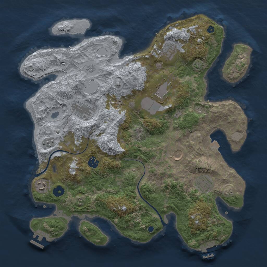 Rust Map: Procedural Map, Size: 3700, Seed: 1442604964, 14 Monuments
