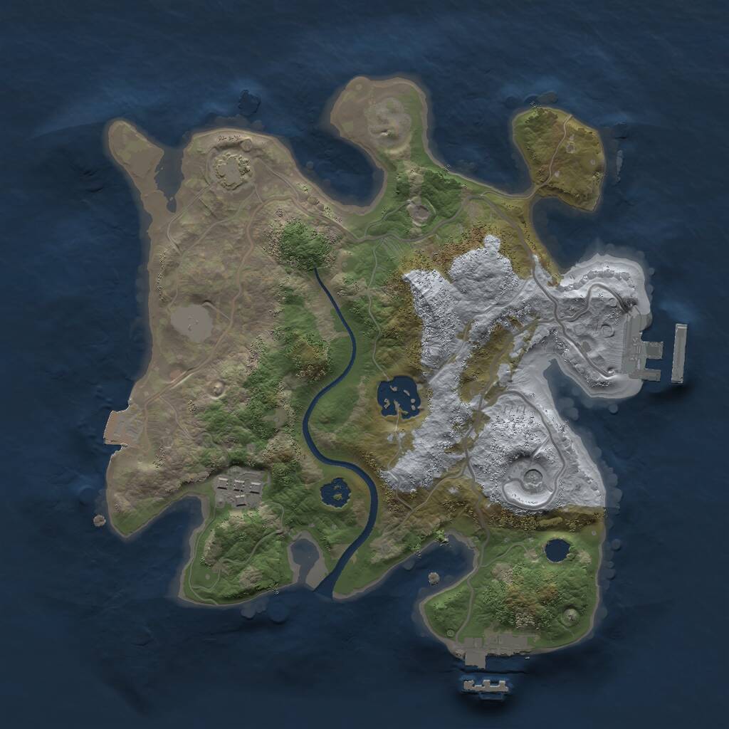 Rust Map: Procedural Map, Size: 2500, Seed: 1977518964, 7 Monuments