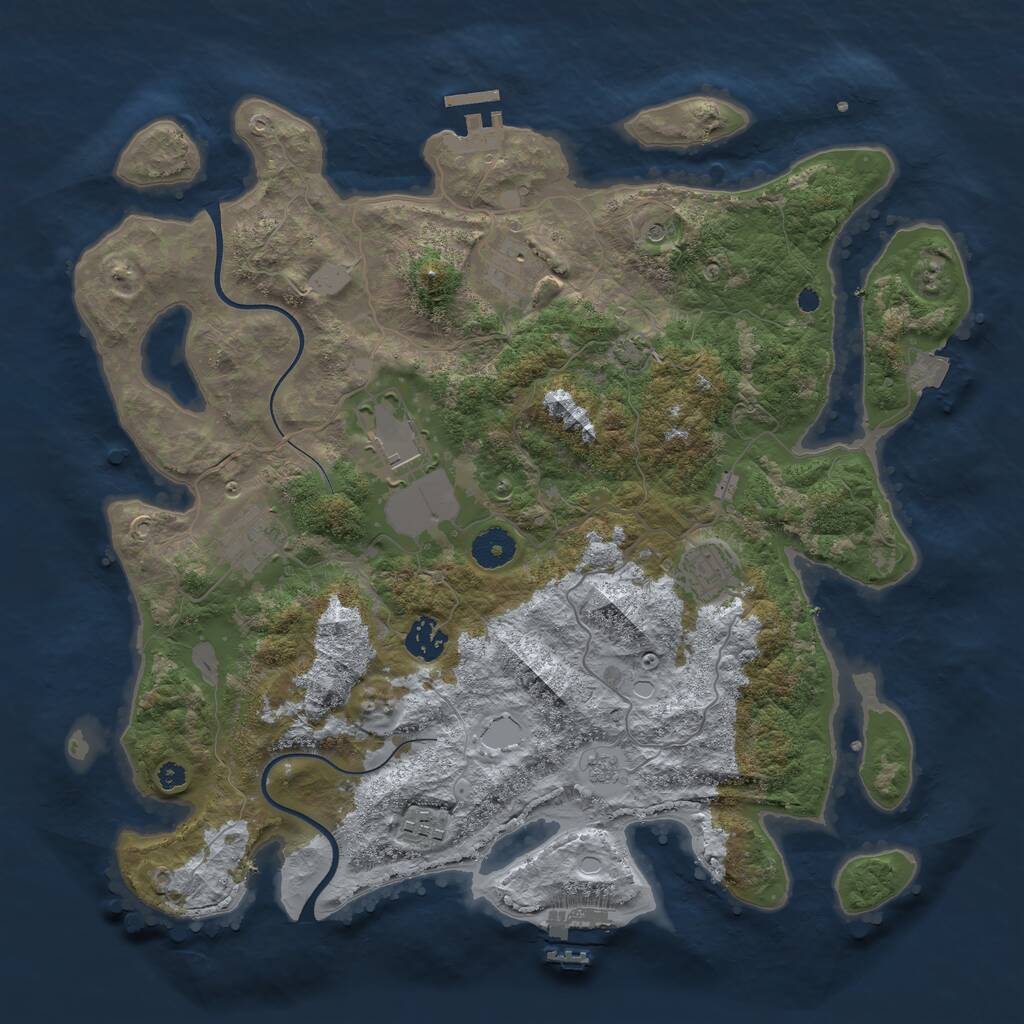 Rust Map: Procedural Map, Size: 3750, Seed: 799867540, 12 Monuments
