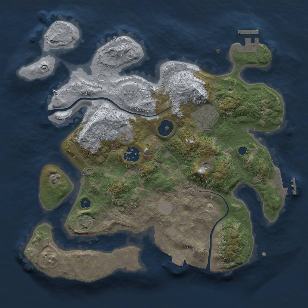 Rust Map: Procedural Map, Size: 3000, Seed: 23341, 8 Monuments