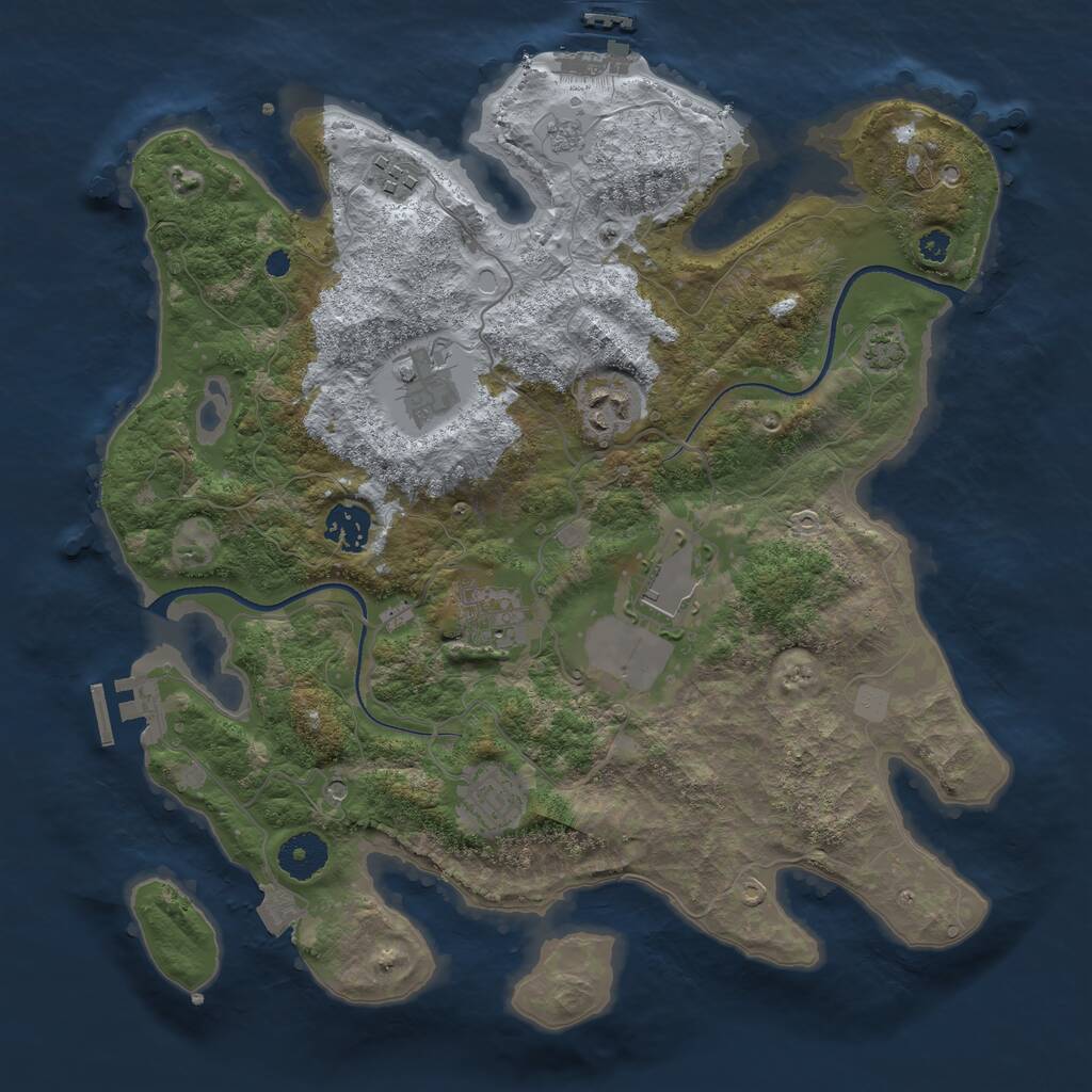 Rust Map: Procedural Map, Size: 3500, Seed: 1288107752, 13 Monuments