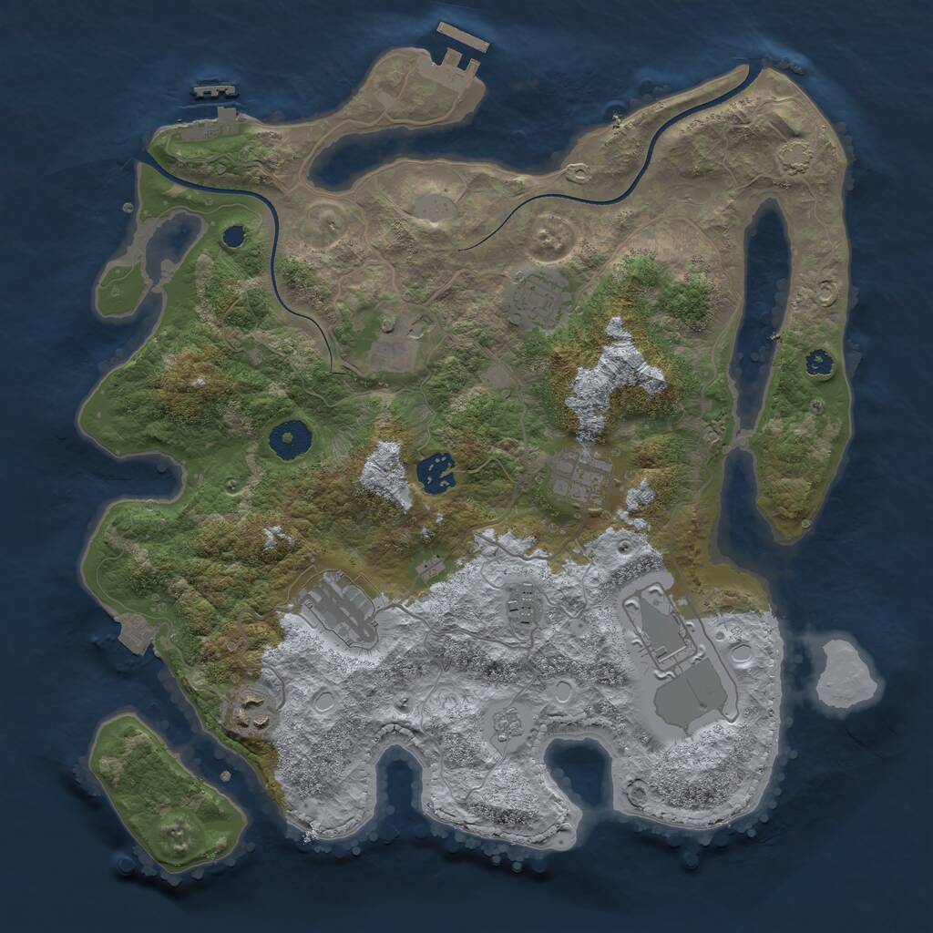 Rust Map: Procedural Map, Size: 3500, Seed: 234867, 13 Monuments