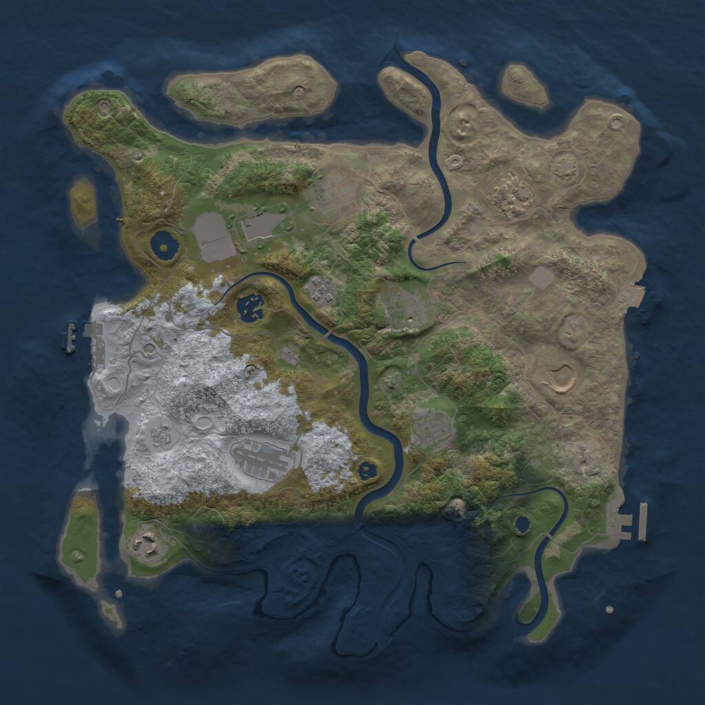Rust Map: Procedural Map, Size: 3750, Seed: 12548, 16 Monuments