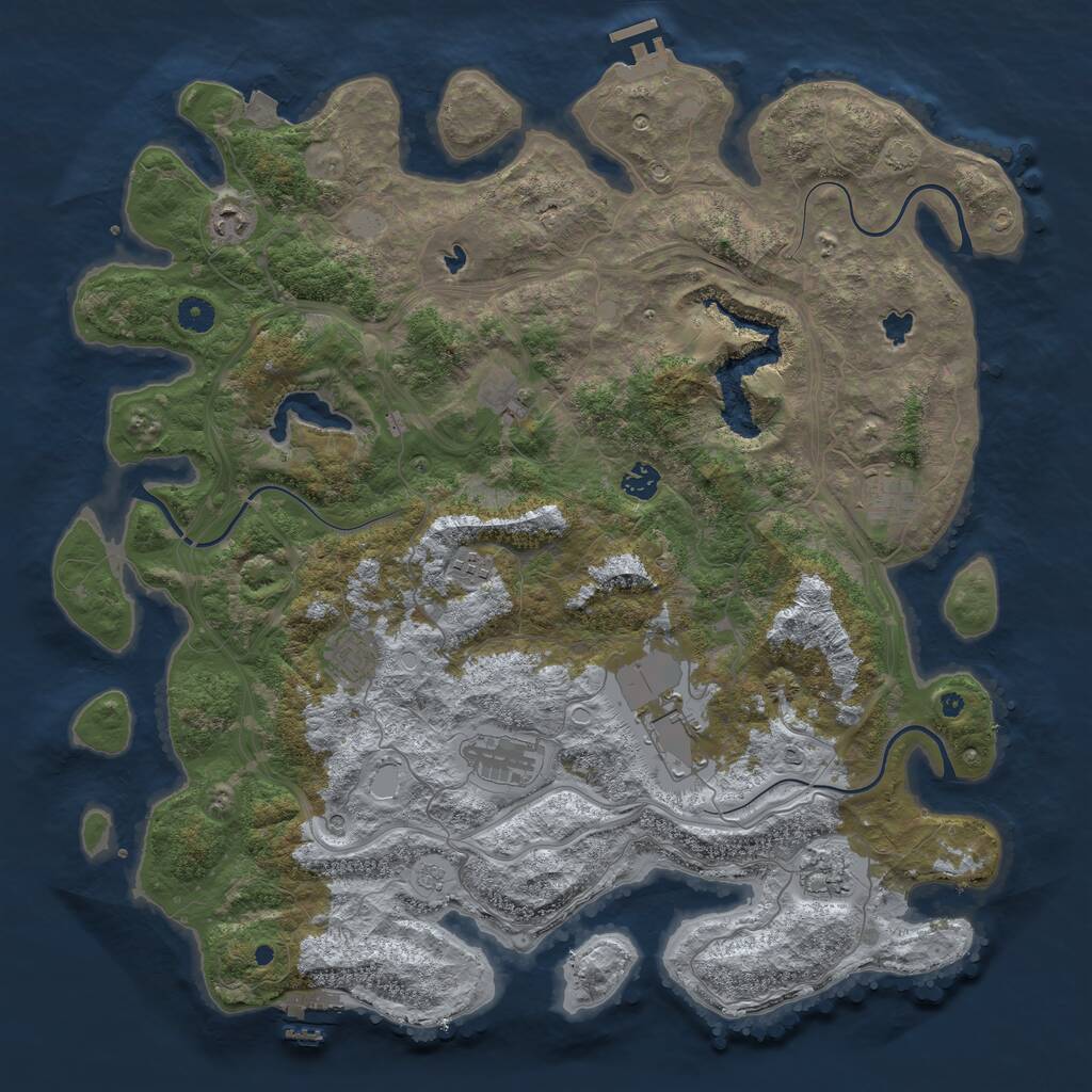 Rust Map: Procedural Map, Size: 4500, Seed: 1262284600, 15 Monuments