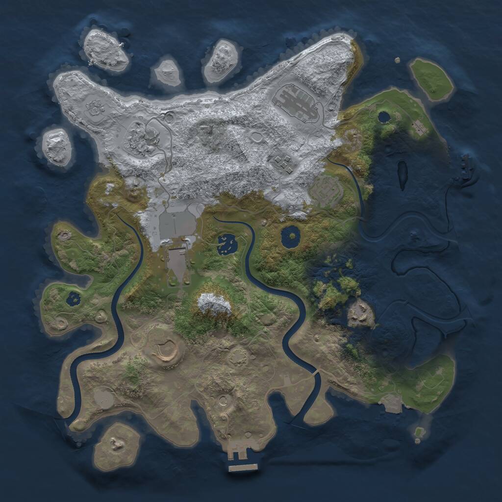 Rust Map: Procedural Map, Size: 3500, Seed: 691638185, 14 Monuments