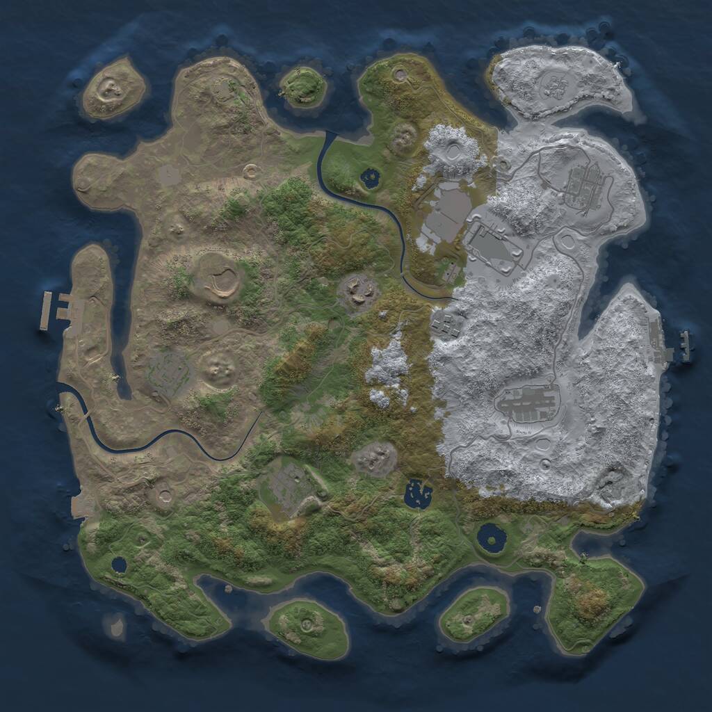 Rust Map: Procedural Map, Size: 3700, Seed: 1243765859, 15 Monuments