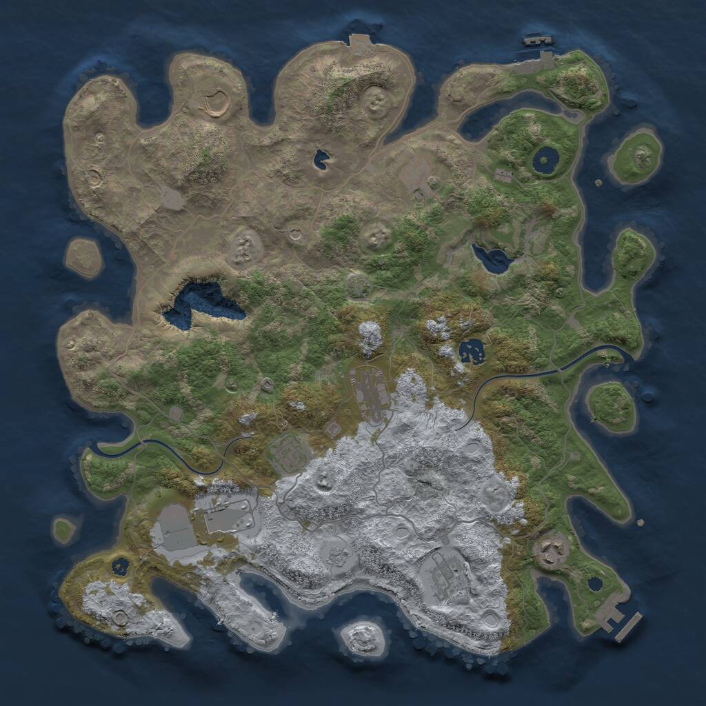 Rust Map: Procedural Map, Size: 4000, Seed: 1253663322, 14 Monuments